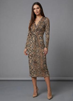 Стильное трендовое платье миди змеиный принт zara размер м