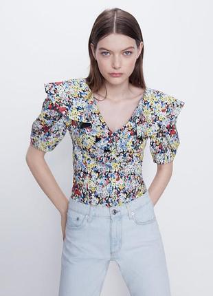 Боді блуза zara у квітковий принт