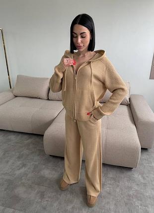 Теплий костюм повсякденний кофта та штани вʼязаний loro piana