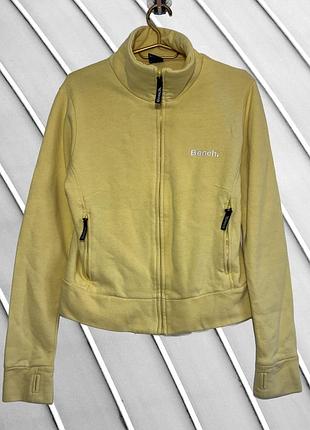 Женская желтая кофта на молнии bench m 44 46 оригинал бенч зепка с вышитым логотипом спортивная толстовка на замке 46