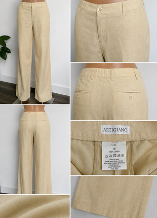 Льняные брюки artigiano, 100% лен, желтовато-бежевые, 3201 16