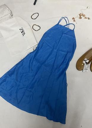 Яскрава синя сукня zara ✨з відкритою спинкою
