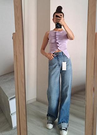 Джинсы zara зара wide leg, высокая посадка, маломерят