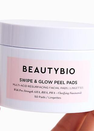 Отшелушивающие пилинг-диски для лица beautybio swipe &amp; glow peel pads (50 шт.)
