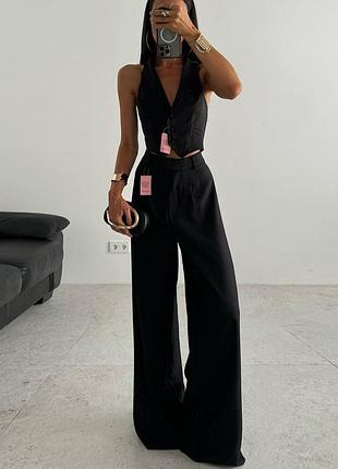 Распродажа костюм prettylittlething комплект свободные брюки + жилет с открытой спиной