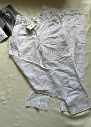 Білосніжні льняні штани h&m
