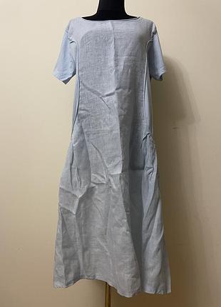 Жіноча лляна сукня блакитного кольору італія l/xl