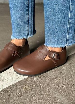Шкіряні ортопедичні туфлі, сліпони birkenstock  унісекс