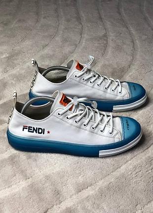 Шкіряні брендові кеди fendi, чоловічі шкіряні кеди розмір 40