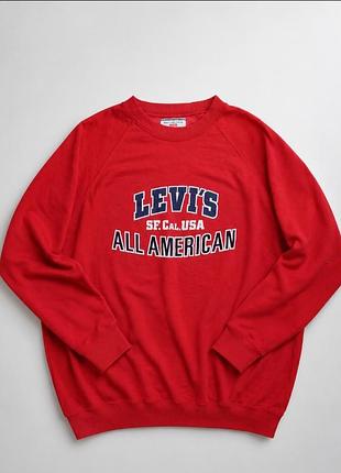 Винтажный красный свитшот levi's "all american, размер l oversize