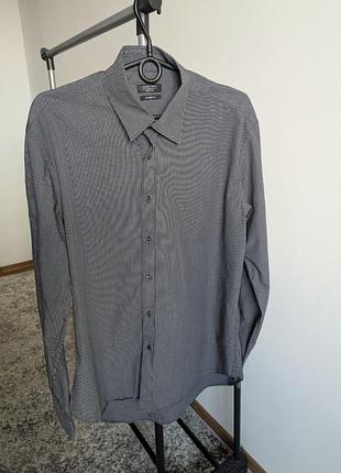Рубашка длинный рукамгв темная серая черная zara