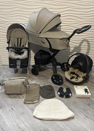 Коляска 3 в 1 з аксесуарами stokke xplory v6 в подарунок автолюлька універсальна як cybex sybex