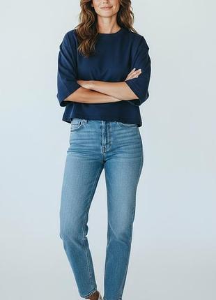 💙 синя укорочена футболка оверсайз zara (oversize crop t-shirt)