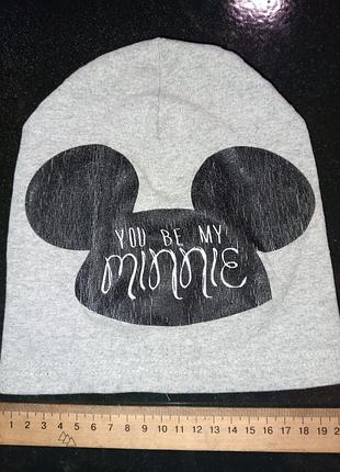 Детская трикотажная шапка минные маус minnie mouse серая меланж