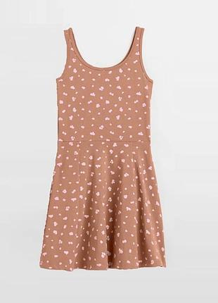 Летнее стильное платье в горошек h&amp;m 158-164см (12-14 лет) темно-бежевая