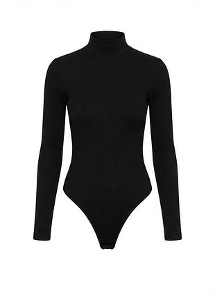 Черное базовое боди h&m с воротником-стойкой / гольф боди размер xs