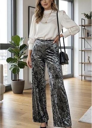 Оксамитові велюрові штани брюки палаццо zara s