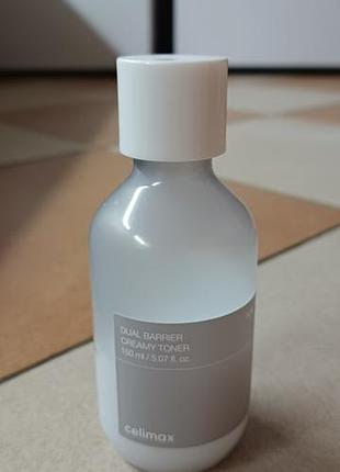 Відновлювальний кремовий тонер для обличчя celimax dual barrier creamy toner об'ємом 150 мл