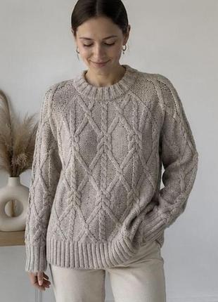 Затишний светр h&m m oversize, щільна в’язка, коси,теплий