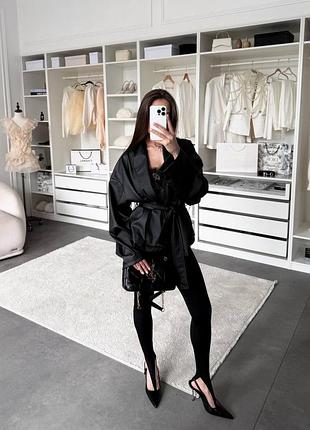 Кожаный пиджак oversize