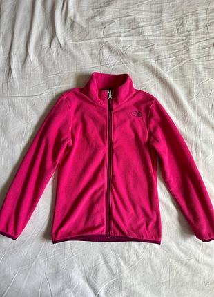 Яскрава рожева  флісова кофта the north face для дівчинки (оригінал, розмір s 7-8років)