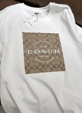 Футболка coach біла /чорна натуральна тканина