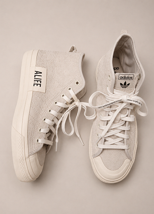 Кеды мужские женские унисекс adidas nizza hi alife 42 размер 26,5 см натуральная замша светлые серые