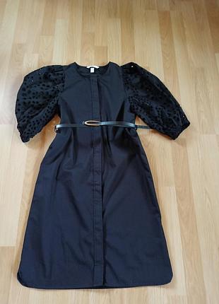 Шикарное трендовое женское летнее платье с ажурными пышными рукавами h&amp;m