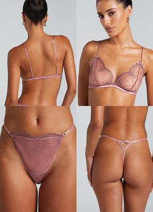 Комплект білизни hunkemoller рожевий колір з паєтками напівпрозорий