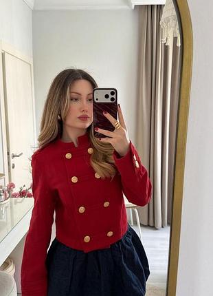 💋 наполеоновский жакет с льном от zara