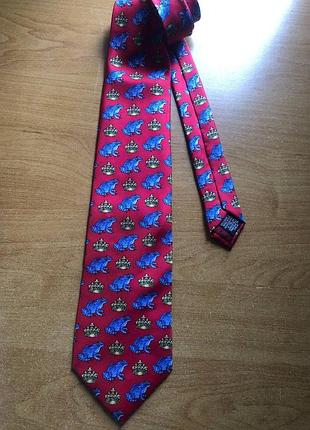 Шелковый галстук tie rack windsor collection - made in italy, 100% silk, лягушки и короны