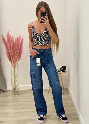 Джинси карго прямого крою zara