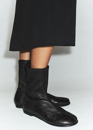 Кожаные батильоны черевики из мягкой кожи, ботинки  zara 38