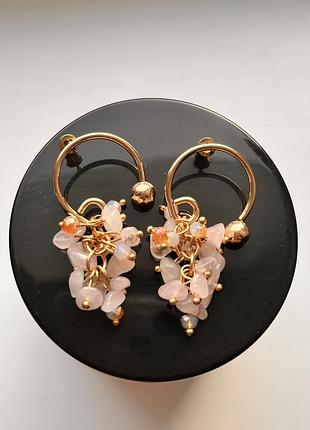 Серьги розовый кварц серьги