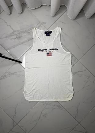 Оригінальна біла майка polo sport ralph lauren з прапором, розмір m