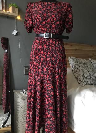 Платье длинное цветочный принт актуальное платье в стиле zara
