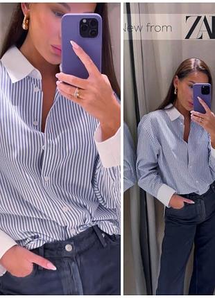 Блузка женская рубашка рубашка в полоску zara.