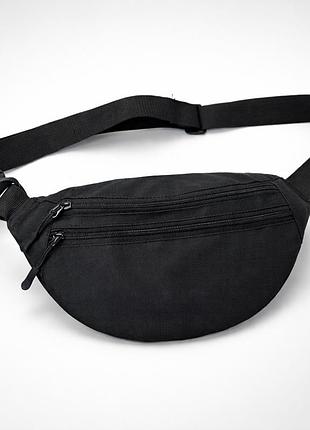 Мужская/женская бананка с cordura 1000d, черная, 3 отделения, водоотталкивающая