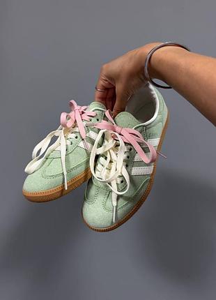 Adidas samba | sage green / double laces