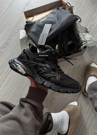 Чёрные кроссовки balenciaga track 2.0 black gold x баленсиага трек 45