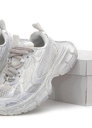 Белые кроссовки унисекс balenciaga 3хl white silver x баленсиага 40