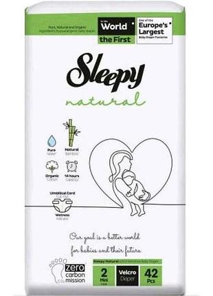 Підгузки дитячі natural №2 (42шт) diaper mini 3-6кг тм sleepy