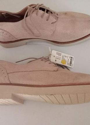 Продам новые женские пудровые туфли (дерби, оксфорды) esprit из натуральной кожи с биркой 38 размер (немечечина)