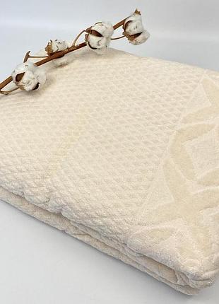 Махровая простынь евро ае cotton 220х240 см кремовая