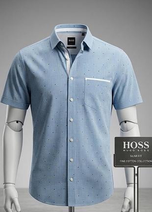 Чоловіча сорочка з коротким рукавом бренд: hugo boss (лінія boss) модель: magneton_1-short (slim fit) style no: 50404182
розмір: m
