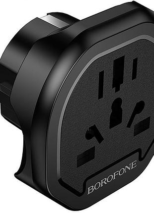 Сетевой универсальный переходник borofone bac15 3in1 (eu) black