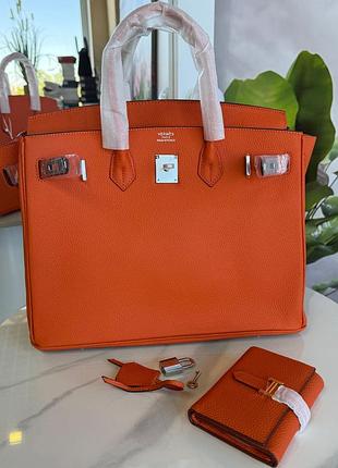 Сумка шкіряна люкс у стилі hermes birkin 35