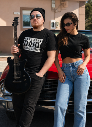 Мужская черная футболка parental advisory divided h&m l