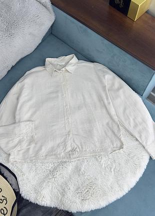 Сорочка лляна беж жіноча h&m оверсайз s