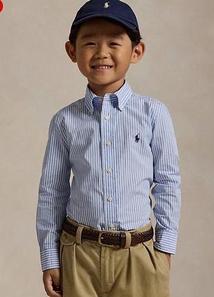 Polo ralph lauren ✅рубашка детская 110р.✨ kids из хлопкового поплина в полоску на возраст 3-5роков
